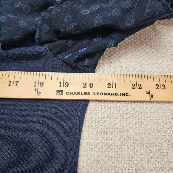 Navy Blue Whimsy Goth Ruffle Statement Sleeve with Swiss Dot Top L - Picture 7 of 10